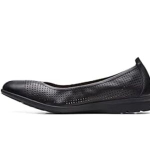 Clarks Black Perforated Flats